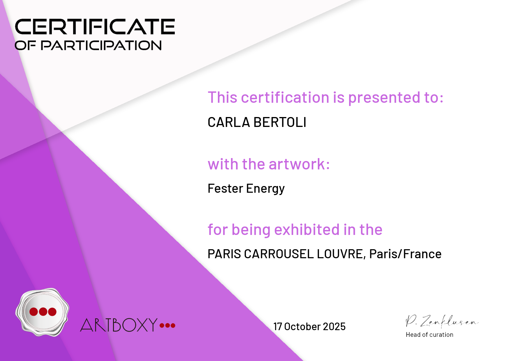 Artboxy Carrousel du Louvre Paris - Fester Energy - Anno 2025